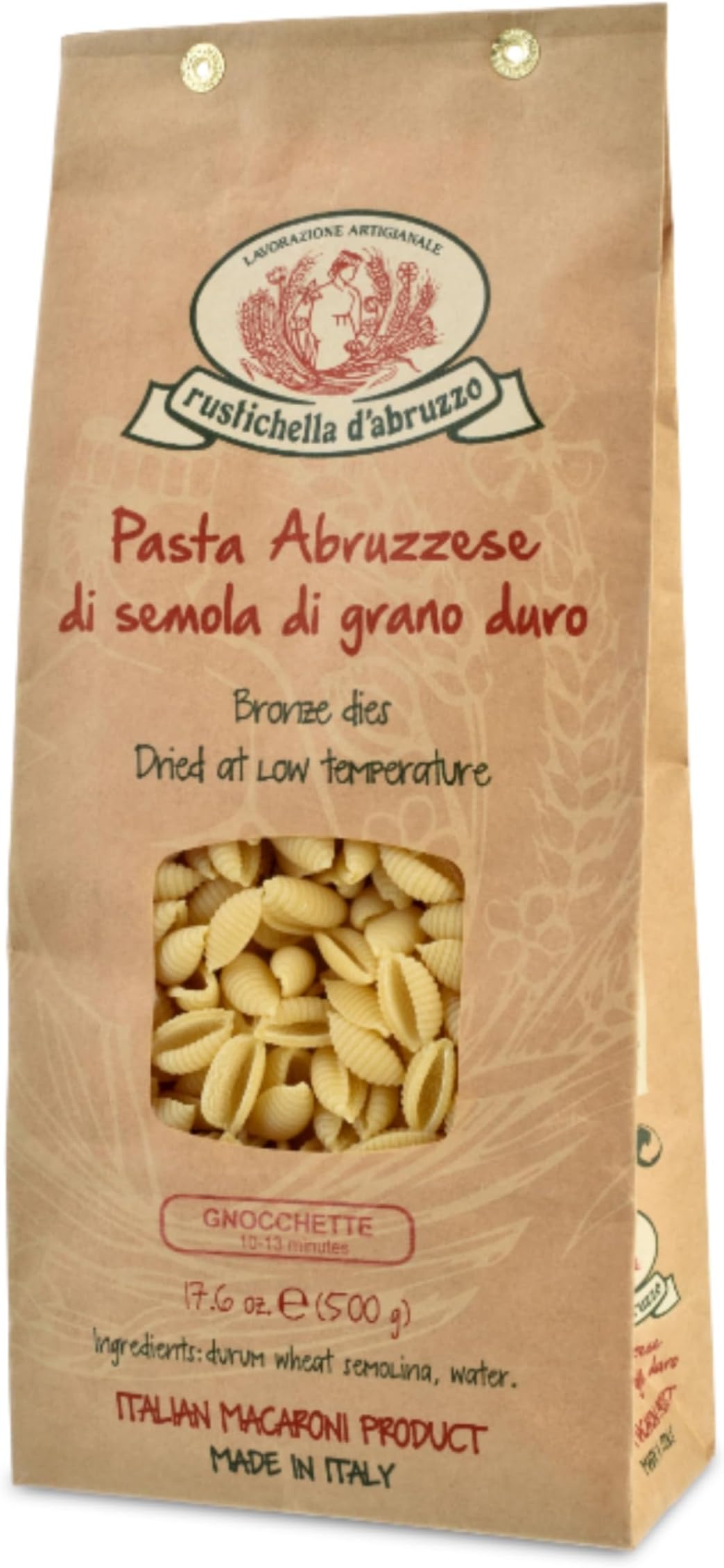 - Rustichella d'Abruzzo Gnocchette Shell Pasta - 500g Sardinian-Style Pasta - Shell-Shaped Durum Wheat Dumplings - Cooks in 10-13 Minutes - Perfect with Lamb, Fish Sauces, or Other Creations