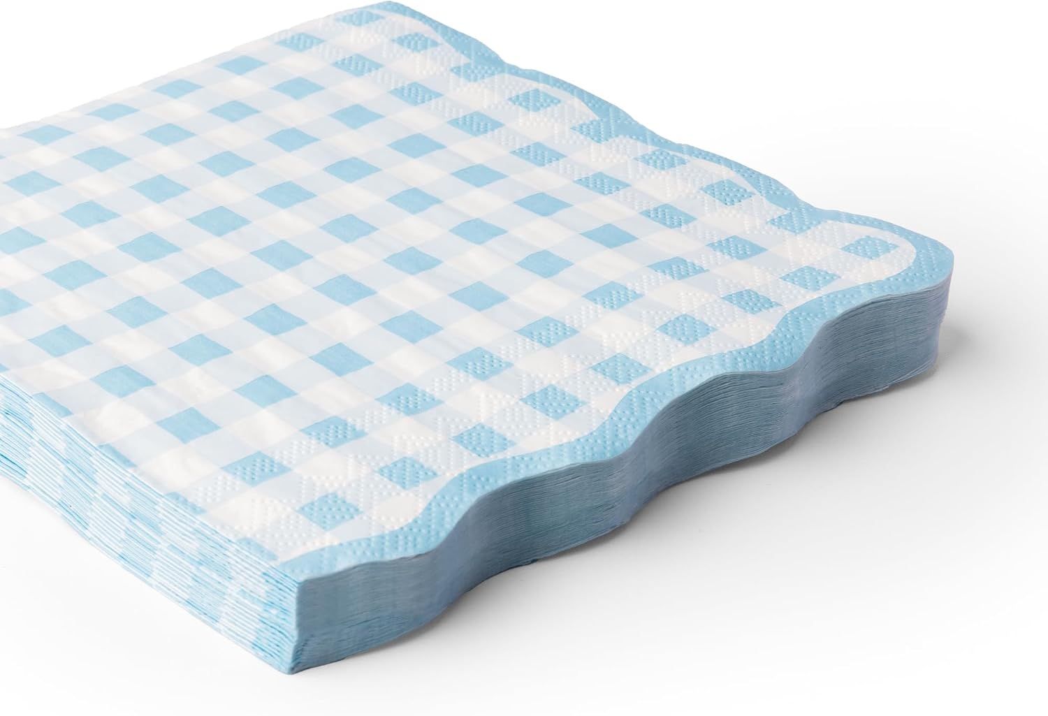 Bonjour Fête Light Blue Gingham Paper Party Dinner Napkins | Premium Party Supplies | Baby Showers, Bridal Showers, Tea Parties, & Casual Gatherings | Pack of 20, 6.5" Folded