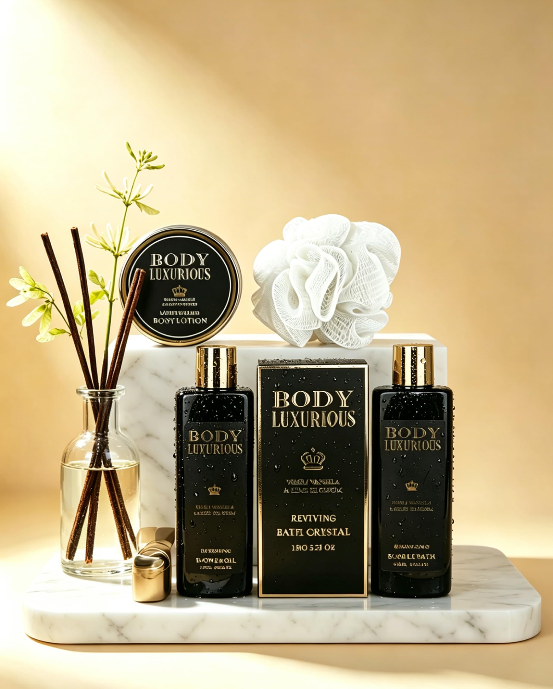 GLOSS ! BODY LUXURIOUS Bade-Set – Beauty-Set für Frauen – Wellness-Korb – Geschenkset zum Geburtstag, zu Weihnachten, für die Lehrerin, zum Muttertag - PANIER