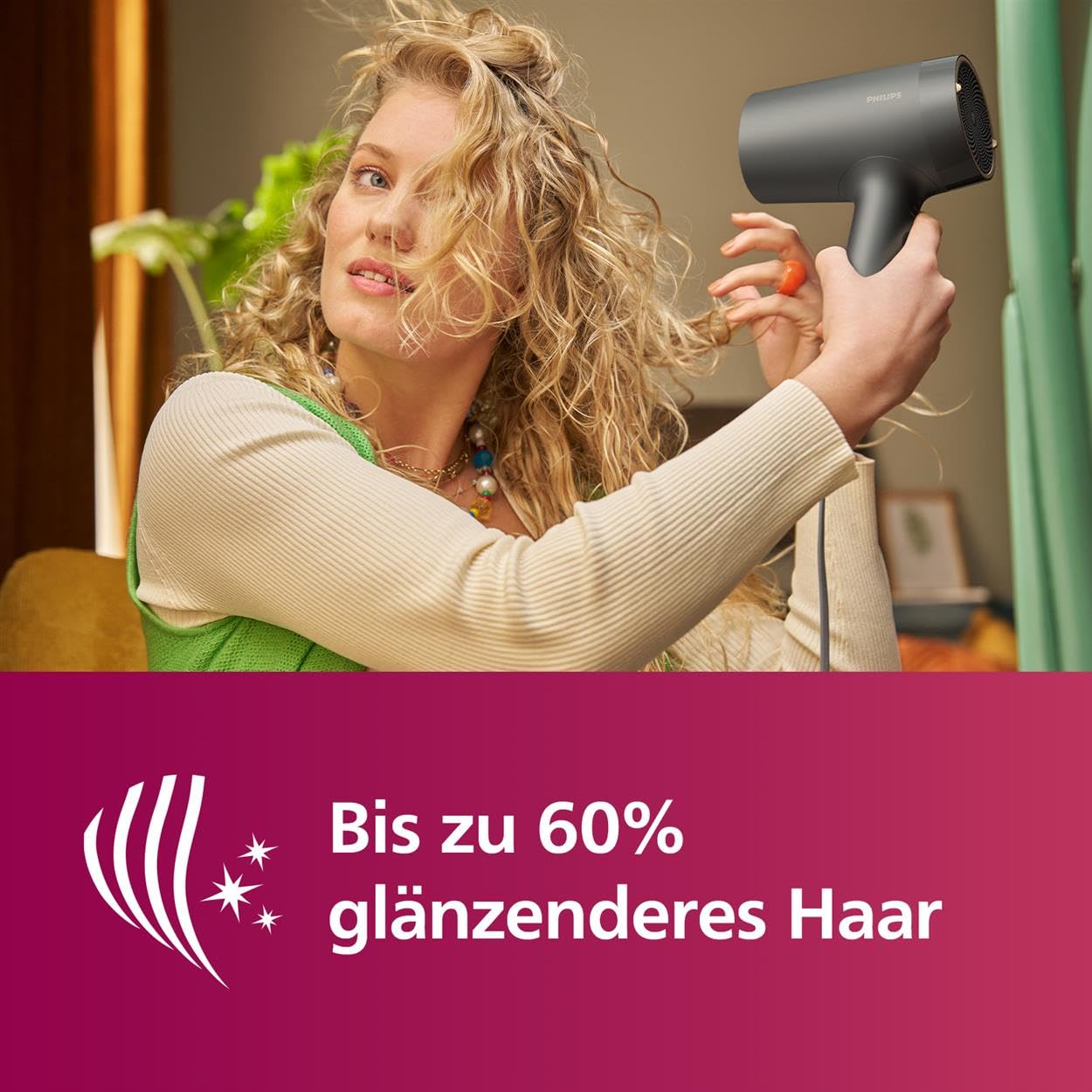 Philips Haartrockner der Serie 7000, mit Leichtigkeit trocknen und stylen, ThermoShield Advanced Technologie, mineralische Ionen, mit Düse und Diffusor, 1.800 W (Modell BHD713/10)