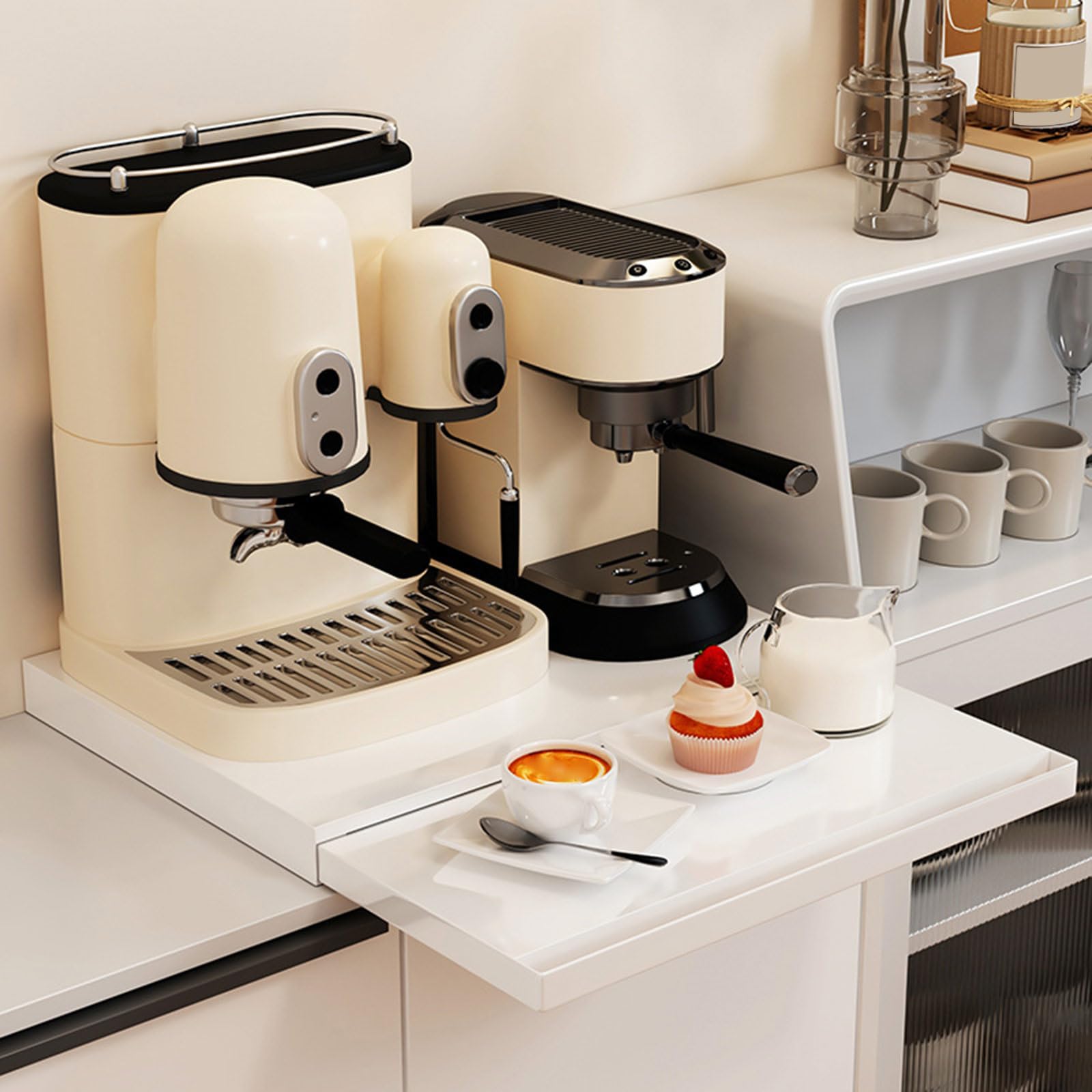 Robuster Kaffeemaschinenhalter aus Metall, robuster Kaffeezubehör Organizer, Ständerhalter, entworfen für kleine Räume, als Geschenk für Liebhaber