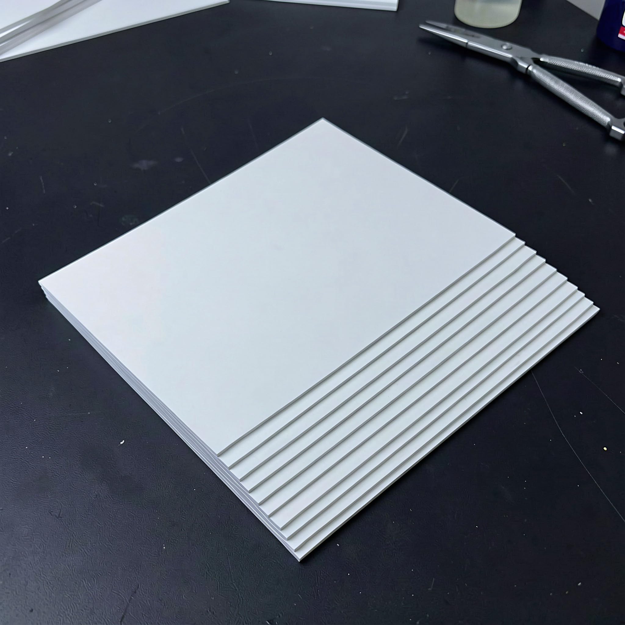 10 láminas de espuma de PVC white - 30 x 20 cm (12 x 7,8 pulgadas), planchas de espuma ligeras de 3 mm - Láminas de plástico para manualidades, modelismo, exposiciones de arte, proyectos
