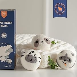 Wool Dryer Balls Handmade 3 Pack XL,Organic Laundry Dryer Balls,100% New Zealand Wool Natural Fabric Softener,Reusable 1000 Loads,Wrinkles Free, Shorten Drying Time,Baby Safe (3 Pack,Cute Animals)