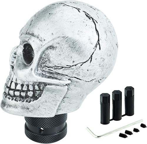 Vista 44 de Lunsom Pomo de palanca de cambios de resina, con cabeza de palanca de cambios de calavera para transmisión de automóvil, se adapta a la mayoría