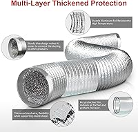 Vista 3 de Manguera de ventilación de secadora de 4 pulgadas y 8 pies, conductos de 4 pulgadas, conducto flexible de papel de aluminio, con 2 abrazaderas