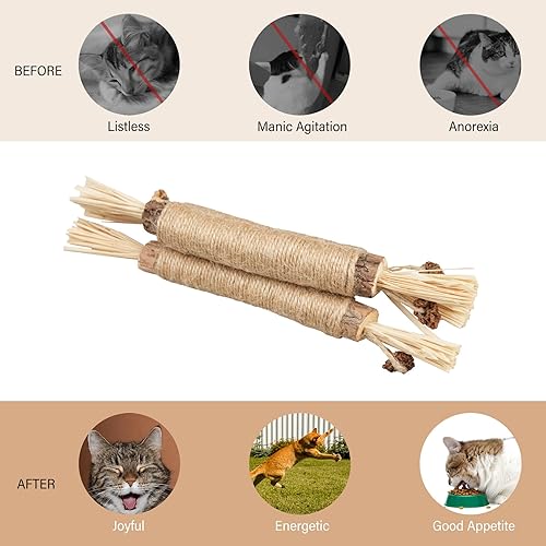 Miniatura 5 de RAINBOW IRIS Juguete natural para gatos Silvervine, juguetes masticables para gatos, palitos masticables para gatos Matatabi, 3 paquetes de limpieza