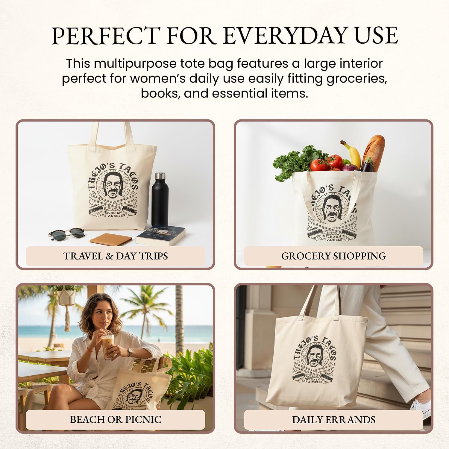 Trejo's Tacos Canvas Tote with Machete Logo - Reusable Shopping Bag image 5