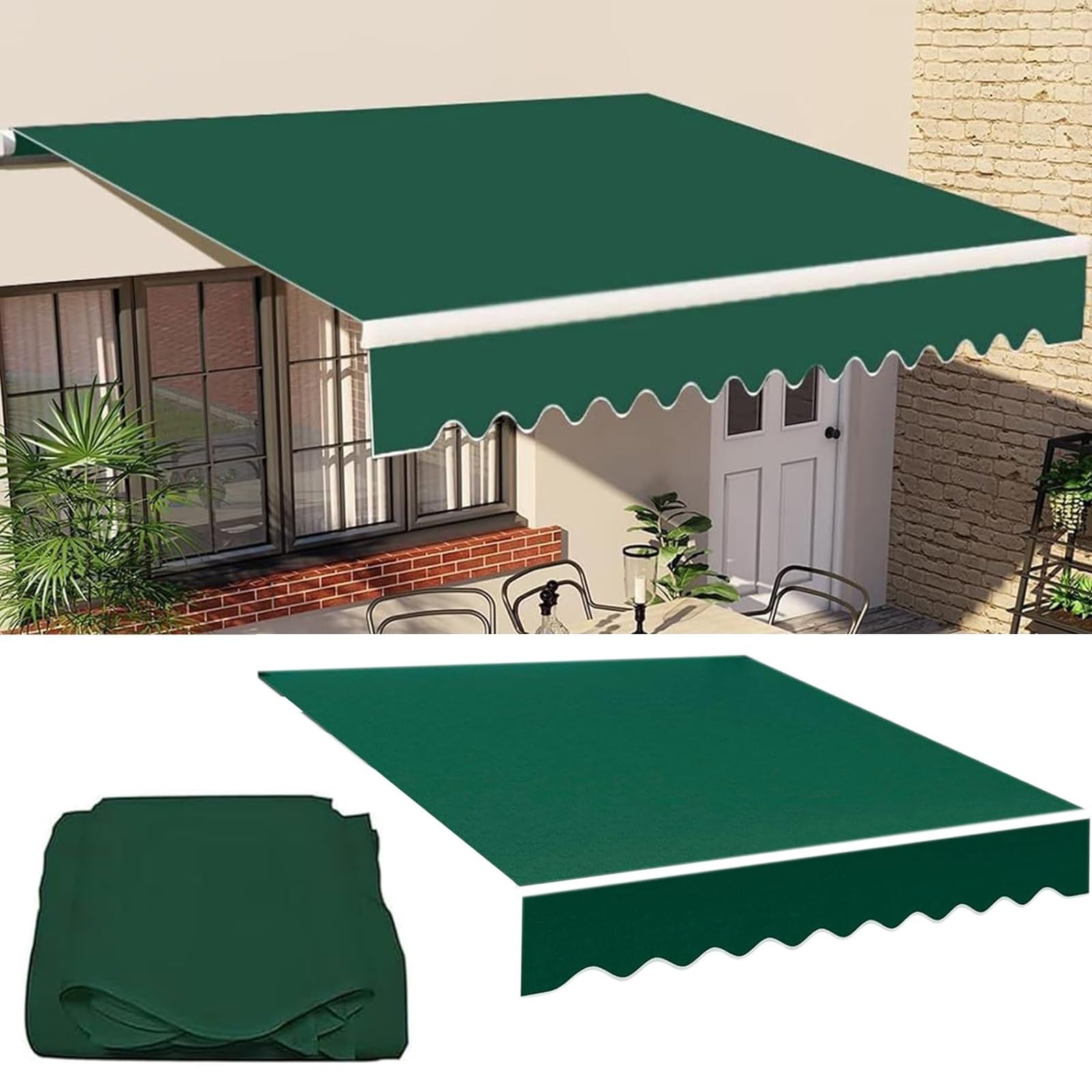 Toile auvent terrasse 5x3m protection solaire extérieure tissu polyester pour store banne