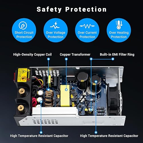 Miniatura 6 de Convertidor de 1000 W, convertidor de 110 V CA a 12 V CC, fuente de alimentación, transformador de interruptor de corriente máxima de 83 A CC para