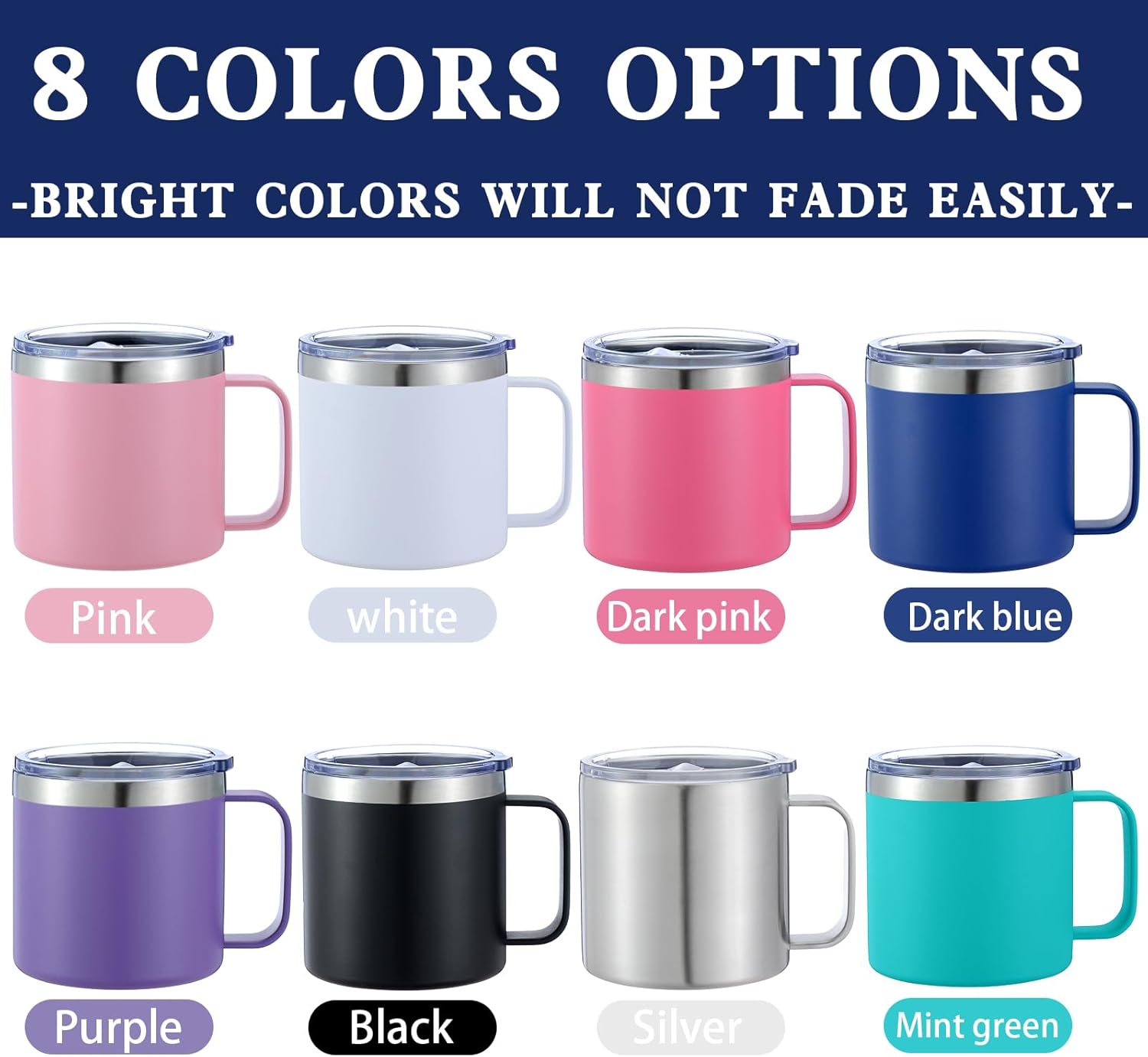 Custom Insulated Coffee Mug with Name Logo Text，Personalized Stainless Steel Mug with Lid Handle,Engraved Coffee Tumbler Customized for Men Women Gifts 12oz 14oz - Image 3