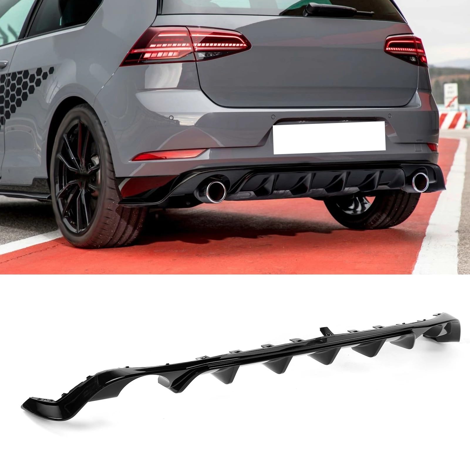 Spojlery tylne do samochodów Pasuje Do MK7.5 Facelift 2017-2020 Dyfuzor Zderzaka Samochodowego Tylny Spoiler Czarny Błyszczący Dyfuzor Tylnego Zderzaka Zestawy Valance spojler samochodowy
