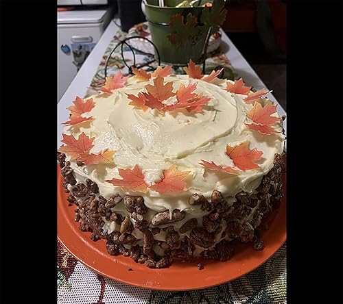 Miniatura 6 de Hojas de otoño comestibles doradas, 90 piezas para cupcakes, hojas de arce de otoño, oblea, papel de arroz, decoración de alimentos, mezcla de 2