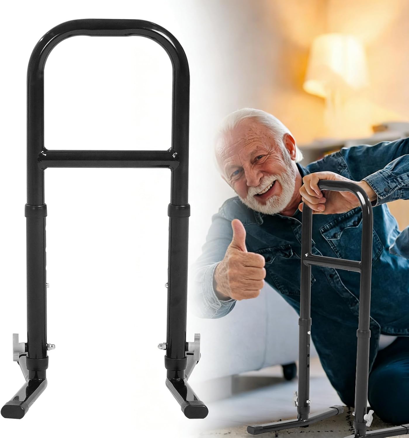 Standing Assist Aid for Elderly from Floor, 4 Levels Height Adjustable Lightweight Aluminum Alloy Mobile Daily Living Support Tool for Old People, Pregnant, Patients