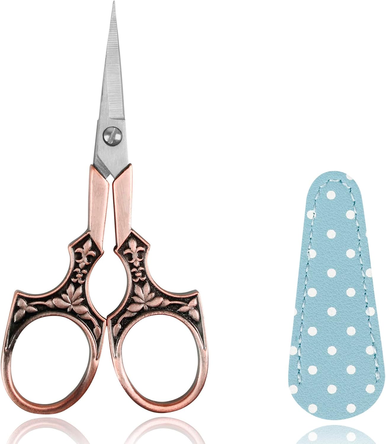 BIHRTC Small Craft Scissors 4.5inchScissors with Leather Cover Multi-Purpose Vintage Stainless Steel Tip Shears DIY Tool for Thread Needle Art Work Handicraft Manual Sewing Scissors