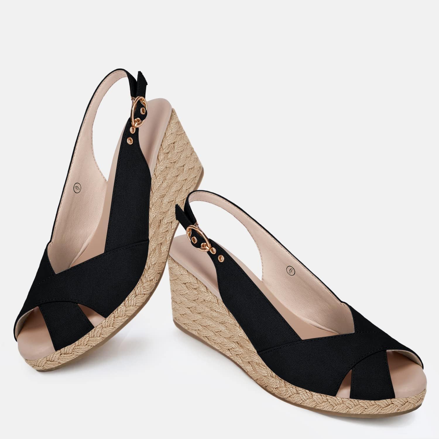 gihubafuil Women's Platform Wedges Sandals Open Toe Buckle Slingback Espadrilles Cross Band Slip-on High Heels