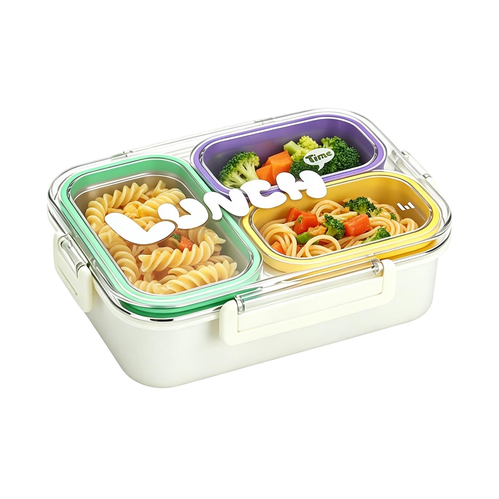 Generisch Lonchera de acero inoxidable, cuenco de almacenamiento con tapa, de alimentos de acero inoxidable para niños, para carne, sopa, aperitivos, sándwiches, para la escuela, camping, viajes