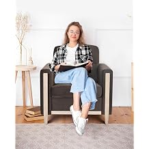 Comfy Sofa Couch with Spring Cushion Comfy Upholstered 3 Seater Sofa Love-Seat Sofas & Couches with Deep Seat, Ultra Thick Cushion Compact Small Couch for Bedroom Apartment Office Dark Brown, Single
