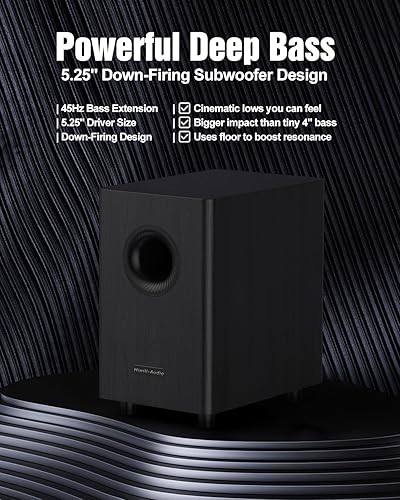 Miniatura 8 de 5.1.2 Barras de sonido de madera para Smart TV, 4 altavoces envolventes, con 11 controladores premium en altavoz de sistema de sonido envolvente de