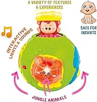 Vista 2 de Kiddilab Jungle Animal Roll & Learn - Pelota de actividades para bebés con funciones de iluminación electrónica y micrófono para bebé con sonidos
