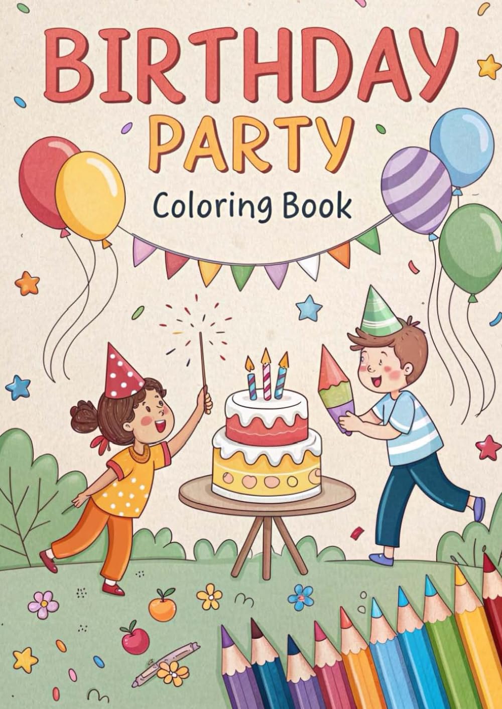 Birthday Party Coloring Book for Kids: Fun & Easy Birthday Coloring Pages with Cakes, Balloons, Gifts, Party Animals and Celebrations
