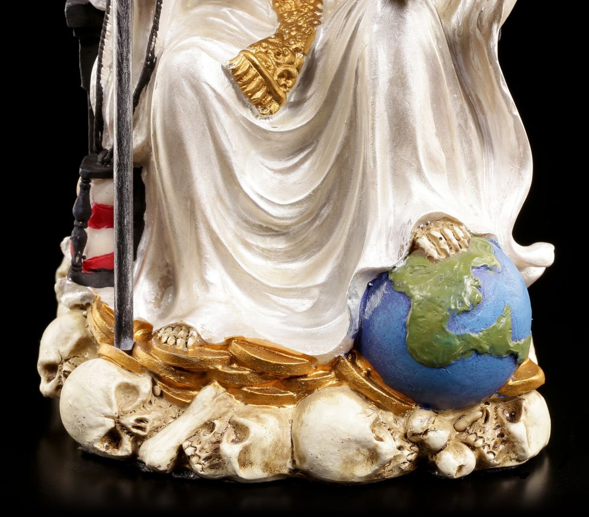 La Santa Muerte Figura Bianco Seduto - FANTASMA SQUARTATORE MESSICO DECORAZIONE Altare