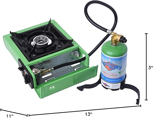 Miniatura 13 de Flame King Dual Fuel Butane & Propane Gas Camping Stove with Single Burner, Portable and Great for Outdoor Cooking, Backpacking
