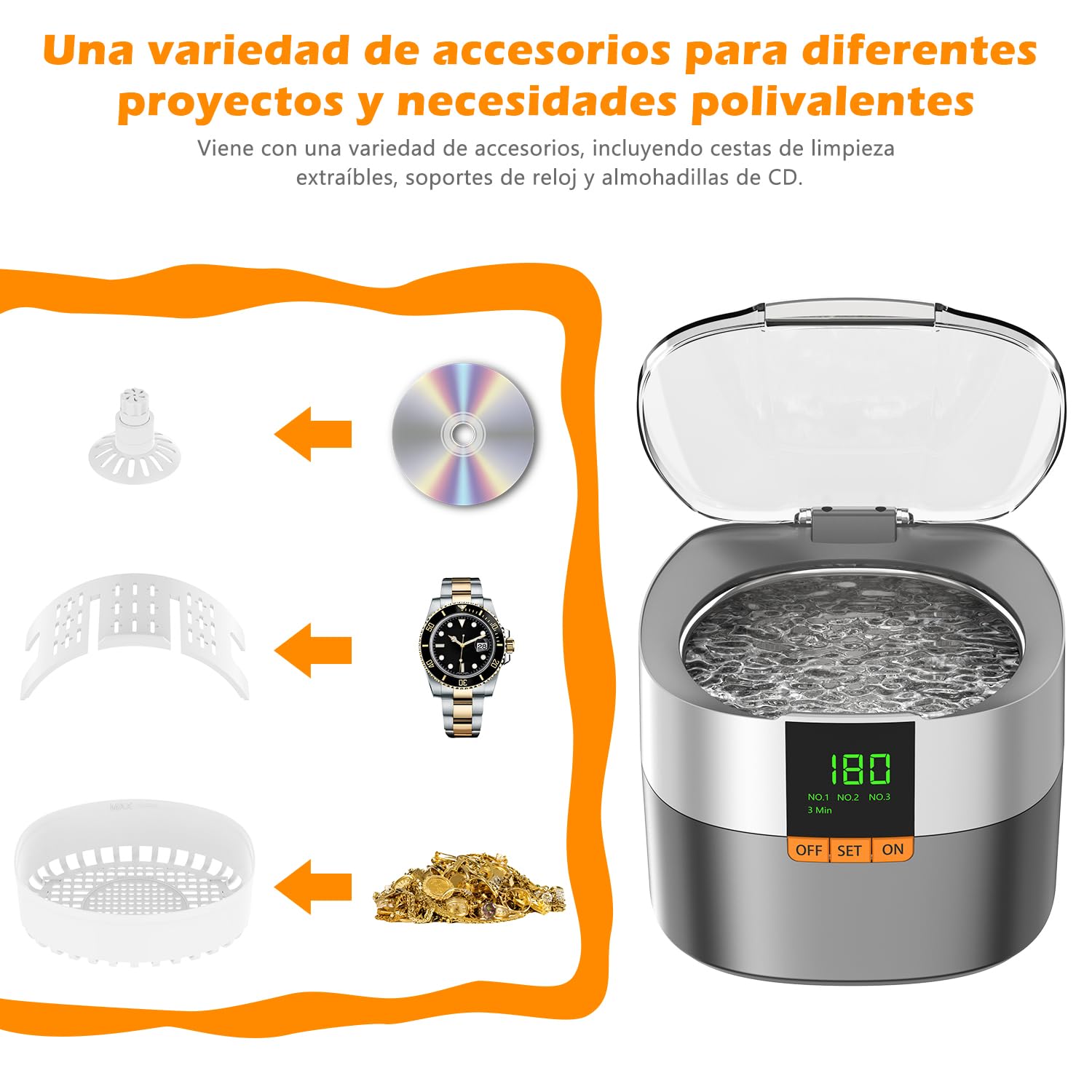 KECOOLKE Limpiador Ultrasónico de Joyas, Limpiador Sónico de 750 ml con Temporizador Digital para Gafas, Anillos, Monedas, Anillos, Cubiertos