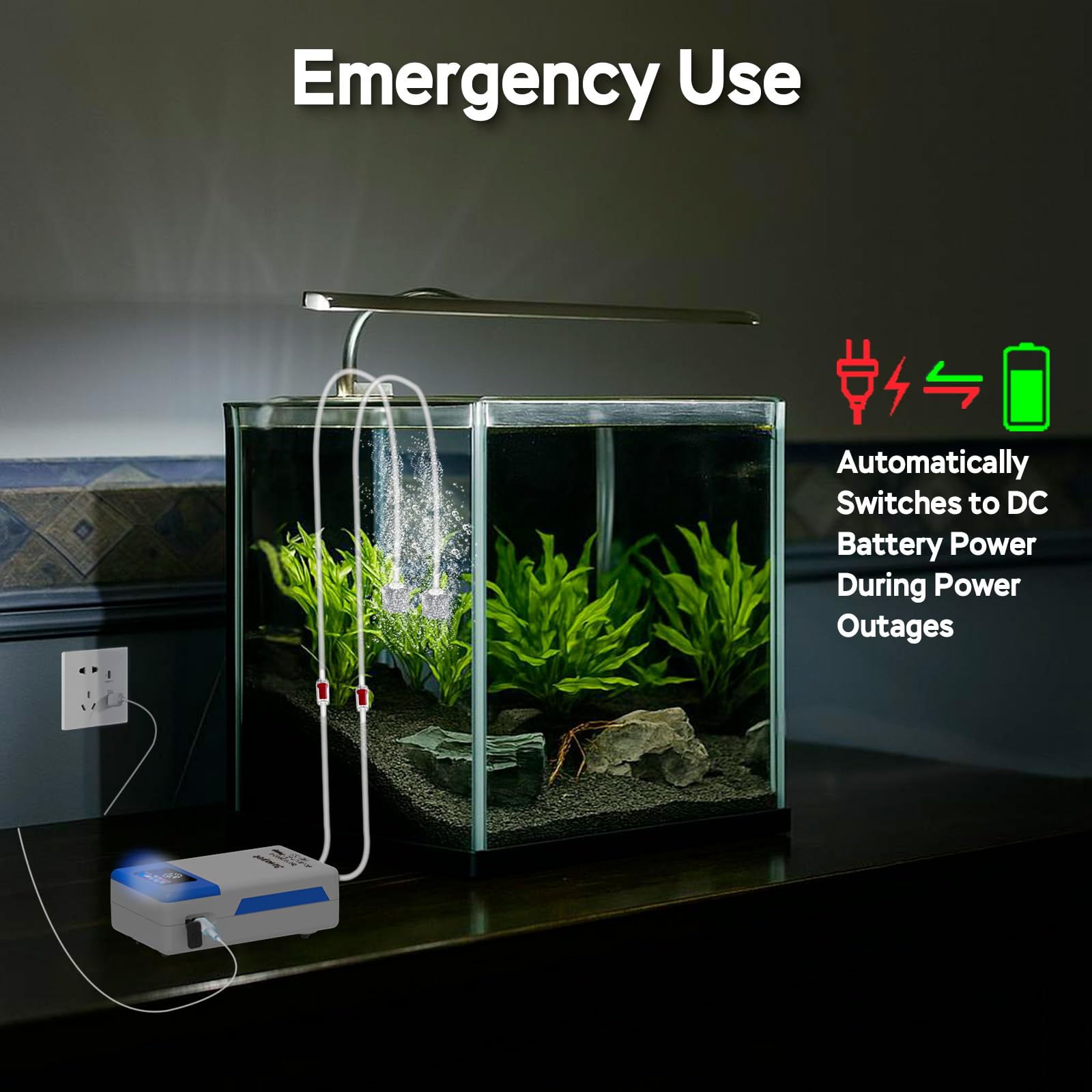 A6014 Pompe à air portable alimentée par piles pour aquarium