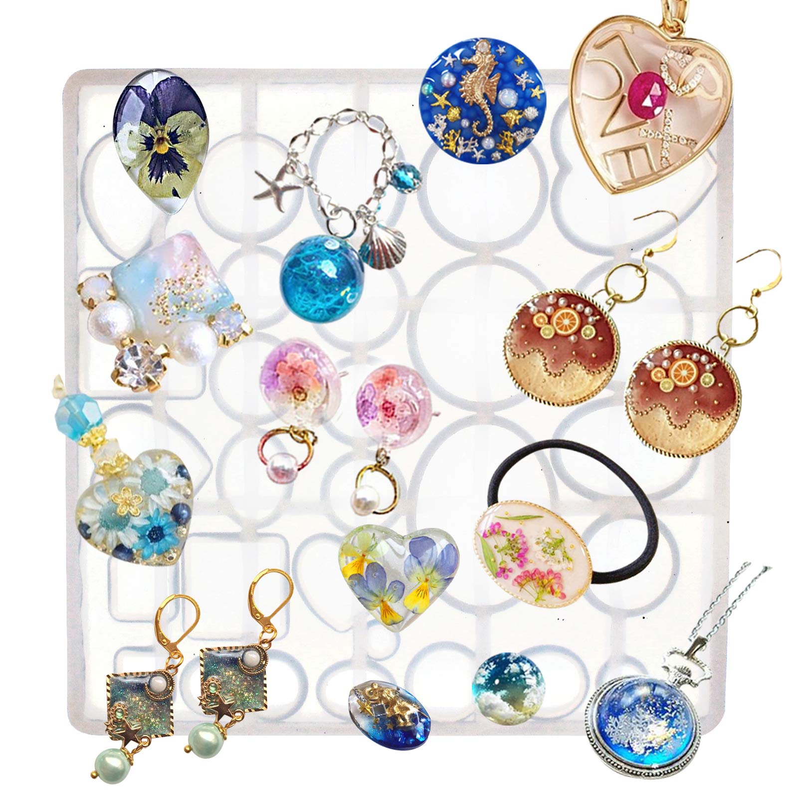 FunShowCase Cabochon Gemma Gioielli Stampo In Silicone Con Foro Per Argilla Polimerica Fai 415450