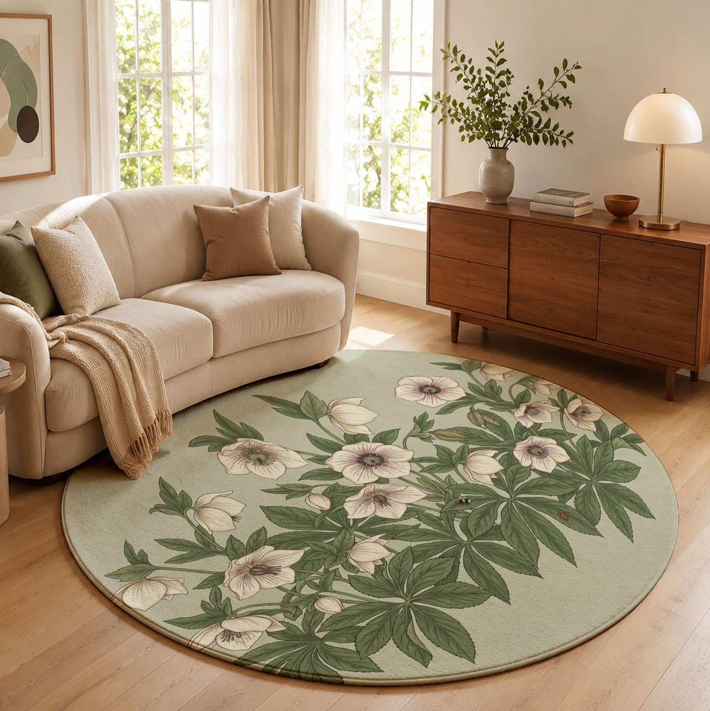 Tapis Rond 160cm Style Campagnard Français pour Chambre