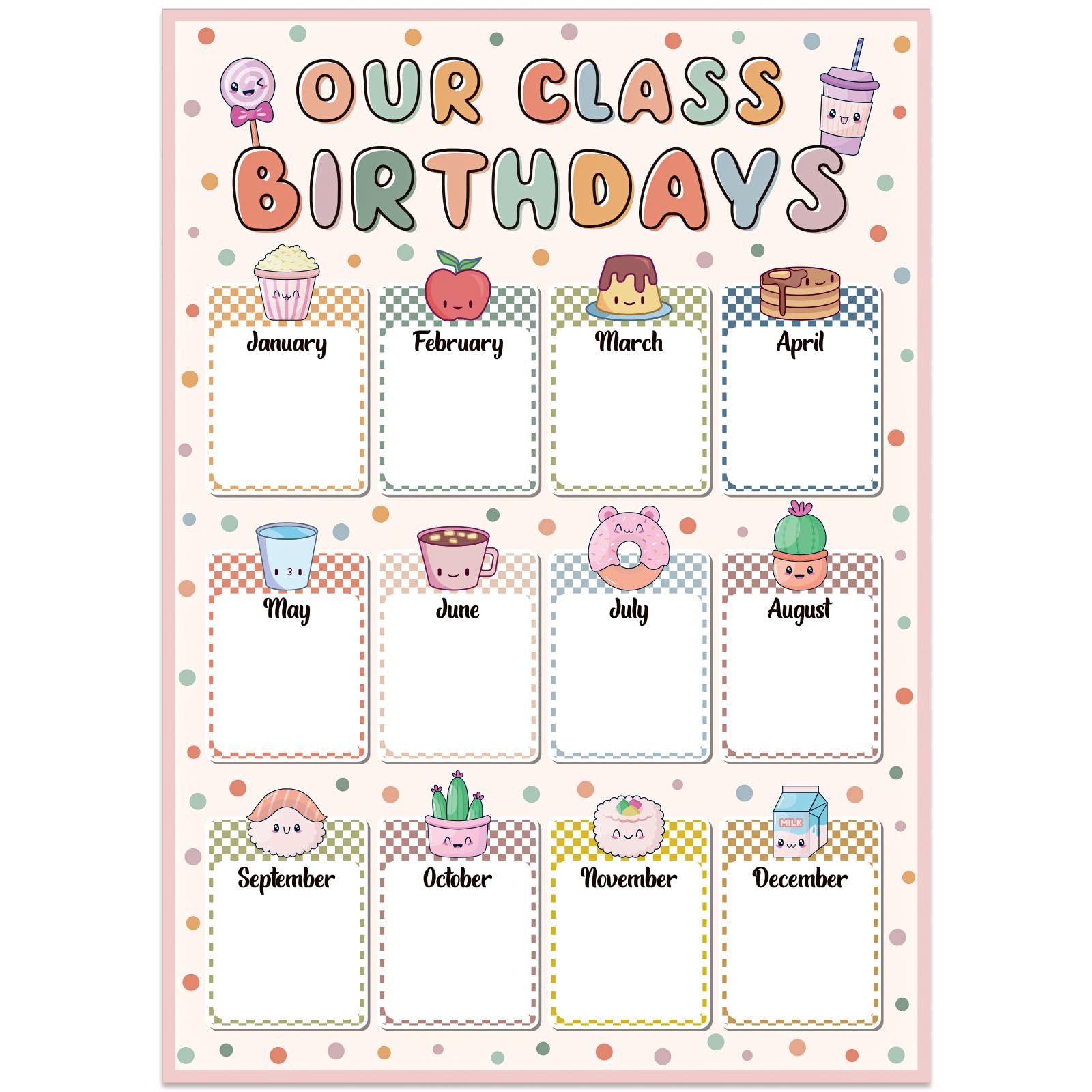 Classroom Calendar JUESMOS Boho Poster For Classroom Confetti Birthday ...