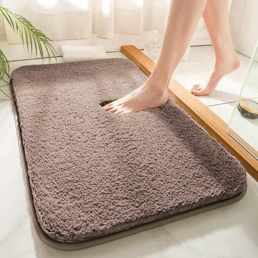 Tapis de salle de bain épais et absorbant en microfibre shaggy