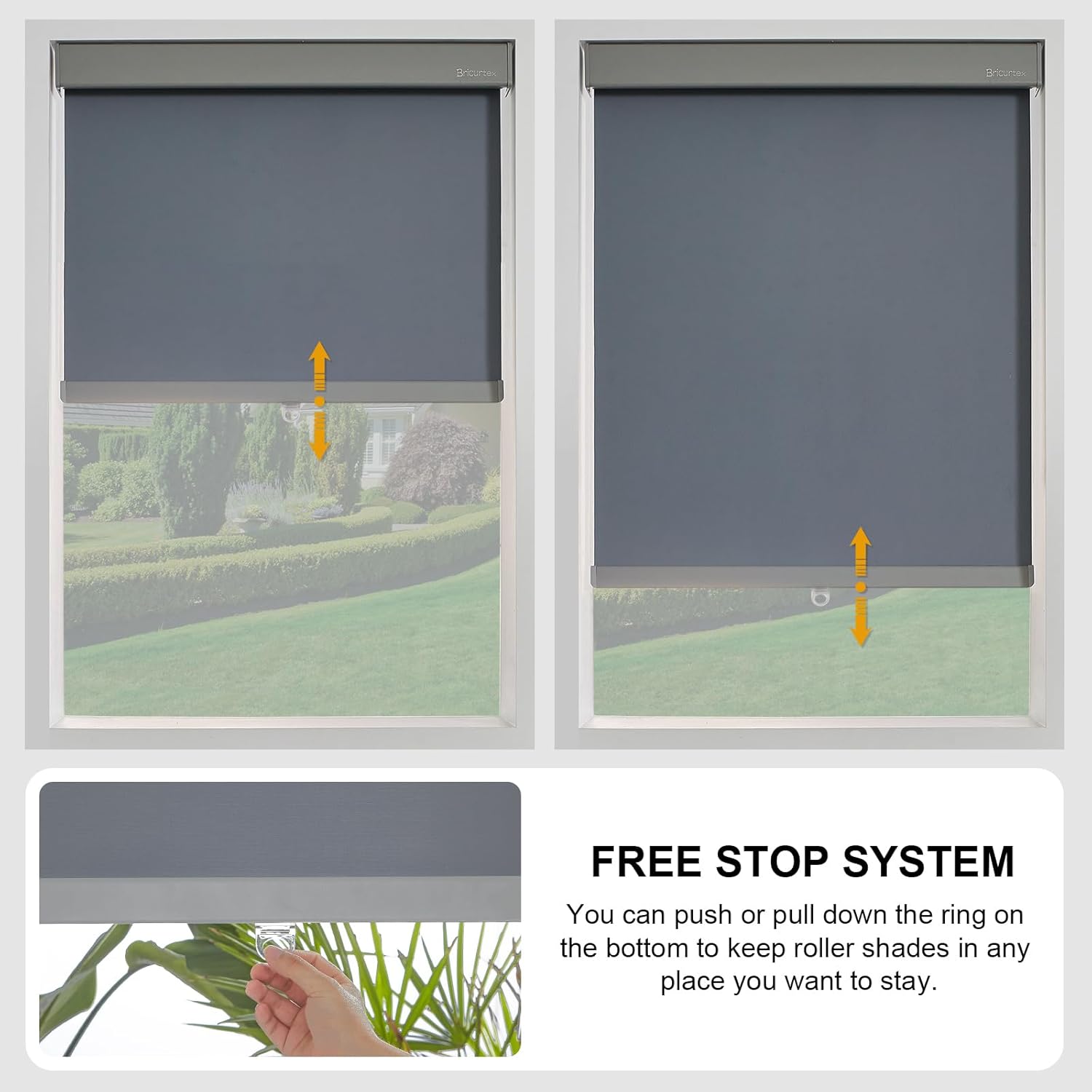 Cordless Roller Shades for Windows Blackout Window Blinds Thermal Insulated Privacy Protection for Day and Night, Inside or Outside Mount for Home Office Bathroom