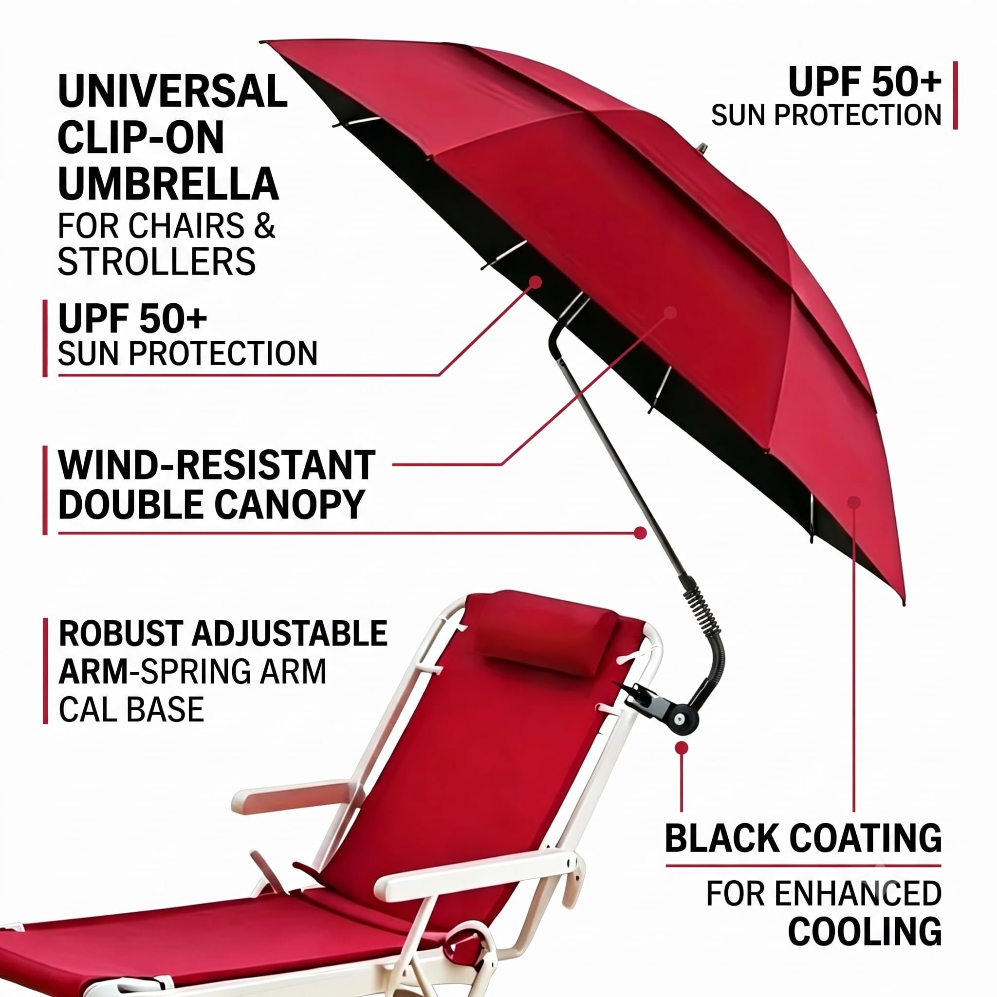 Parasol à pince pour chaise et poussette - Protection UPF 50+