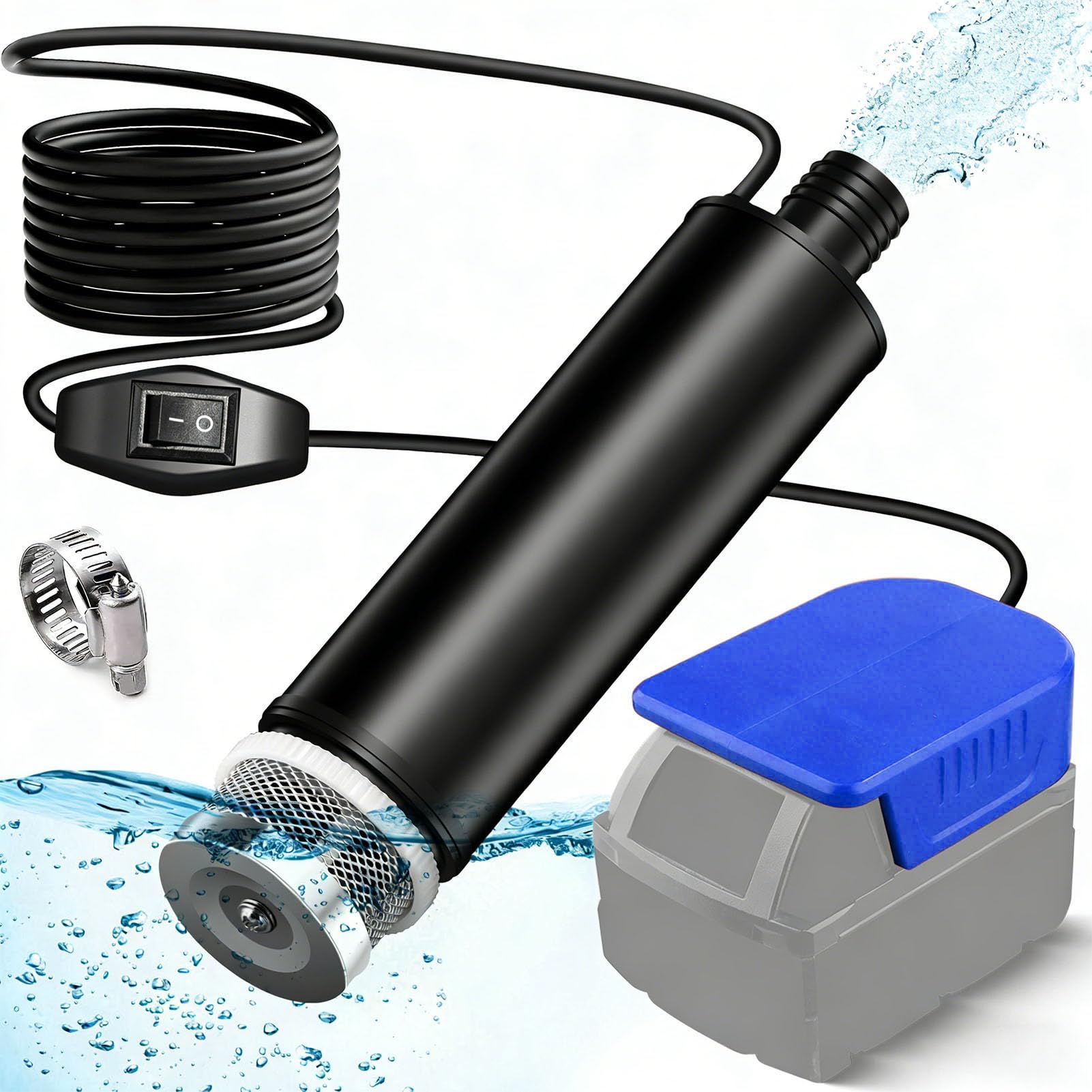 Eujgoov Bomba de Agua Portátil 500GPH con Filtro de Sedimentos, para