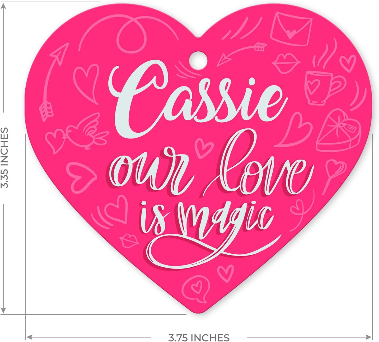 Soul Décor Custom Valentines Love Ornaments, Personalized Name, Text Heart Valentine's Day and Christmas Decoration, 3.75" Heart Shape Made in The USA