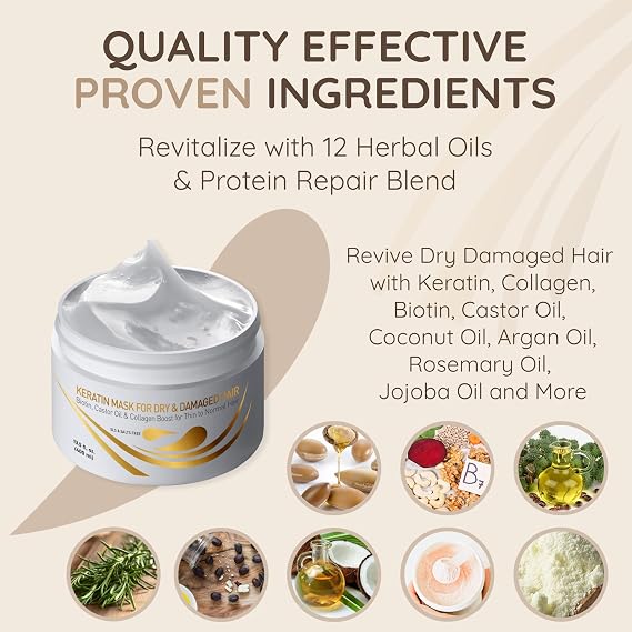 Vitamins hair cosmetics Keratin Hair Mask & Keratin Hair Treatment Straightening Kit - Deep Conditioner Hair Mask for Thin Hair - Straightener Smoothing Set - Keratina para Alisar el Pelo sin Formol