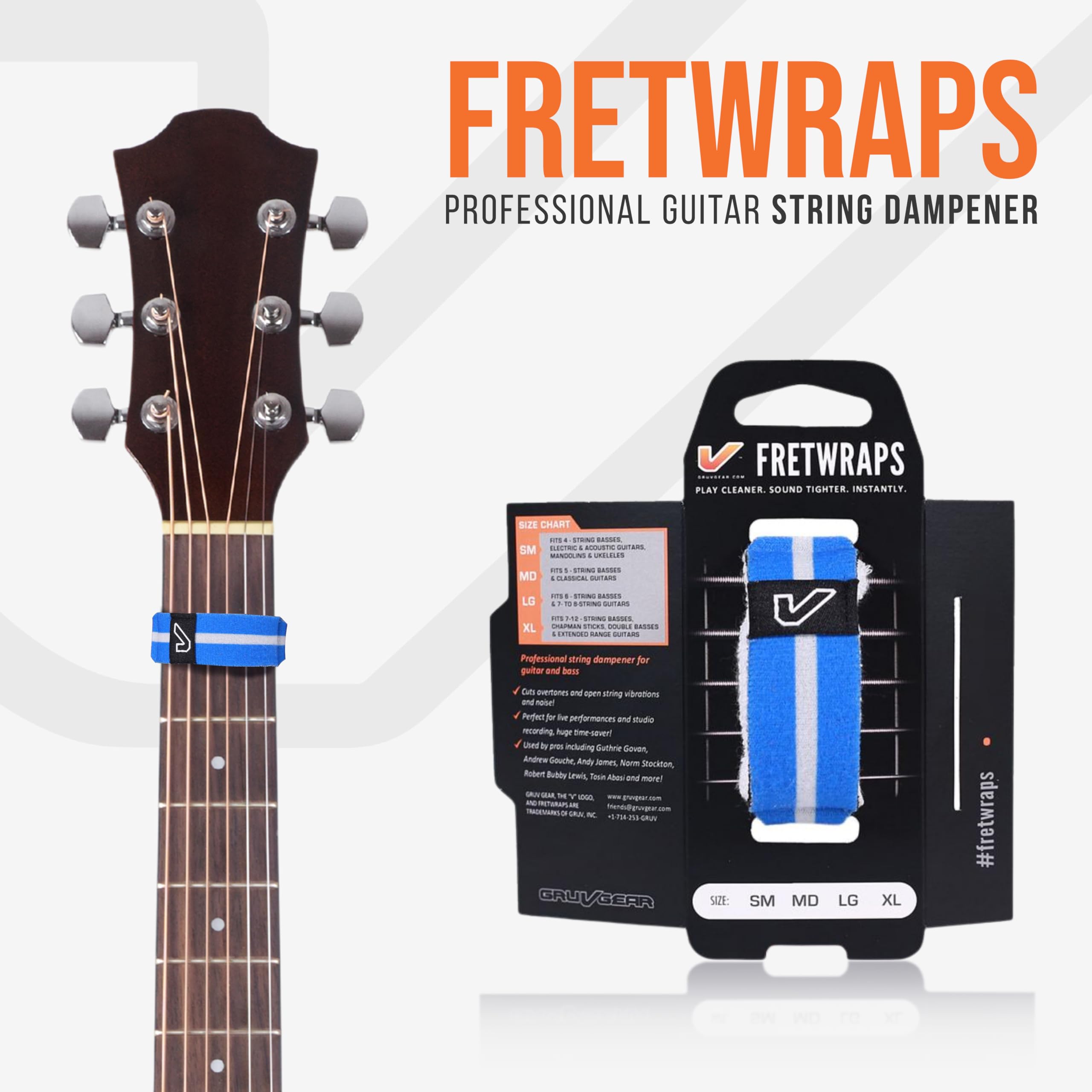 Amazon | Gruv Gear FW1-BLW-LG FretWraps Blue White 1-Pack ラージ 6