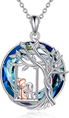 CRMAD Father Mother Necklace from Dad Sterling Silver Crystal/Abalone/Tree of Life Jewelry for Women