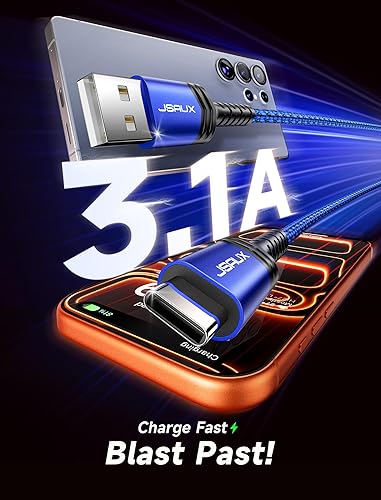 Miniatura 3 de Cable USB tipo C 3A de carga rápida, cable trenzado de carga JSAUX de USB-A a USB-C compatible con Samsung Galaxy S10 S9 S8 S20 Plus A51 A11, Note