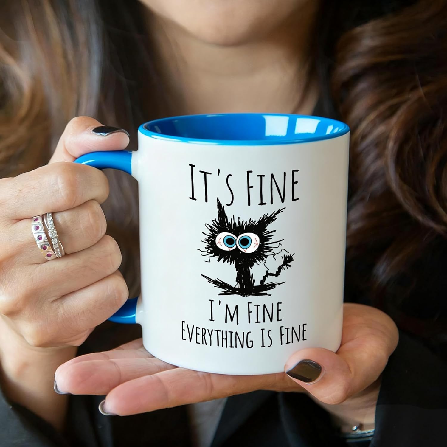 It's Fine l'm fine Everything ls Fines Coffee Mug Gifts for Cat Lovers, Funny cats coffee Mugs Gift for cat Lover, Novelty Birthday mugs for Women Men, Humor Office mug for Coworker-339 - Image 4