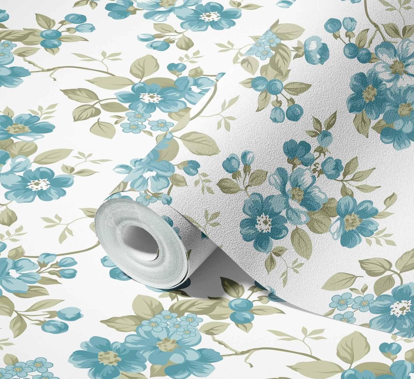 Home Office Tapeta Zen Sypialnia Vintage Niebieska Naturalna Elegancja