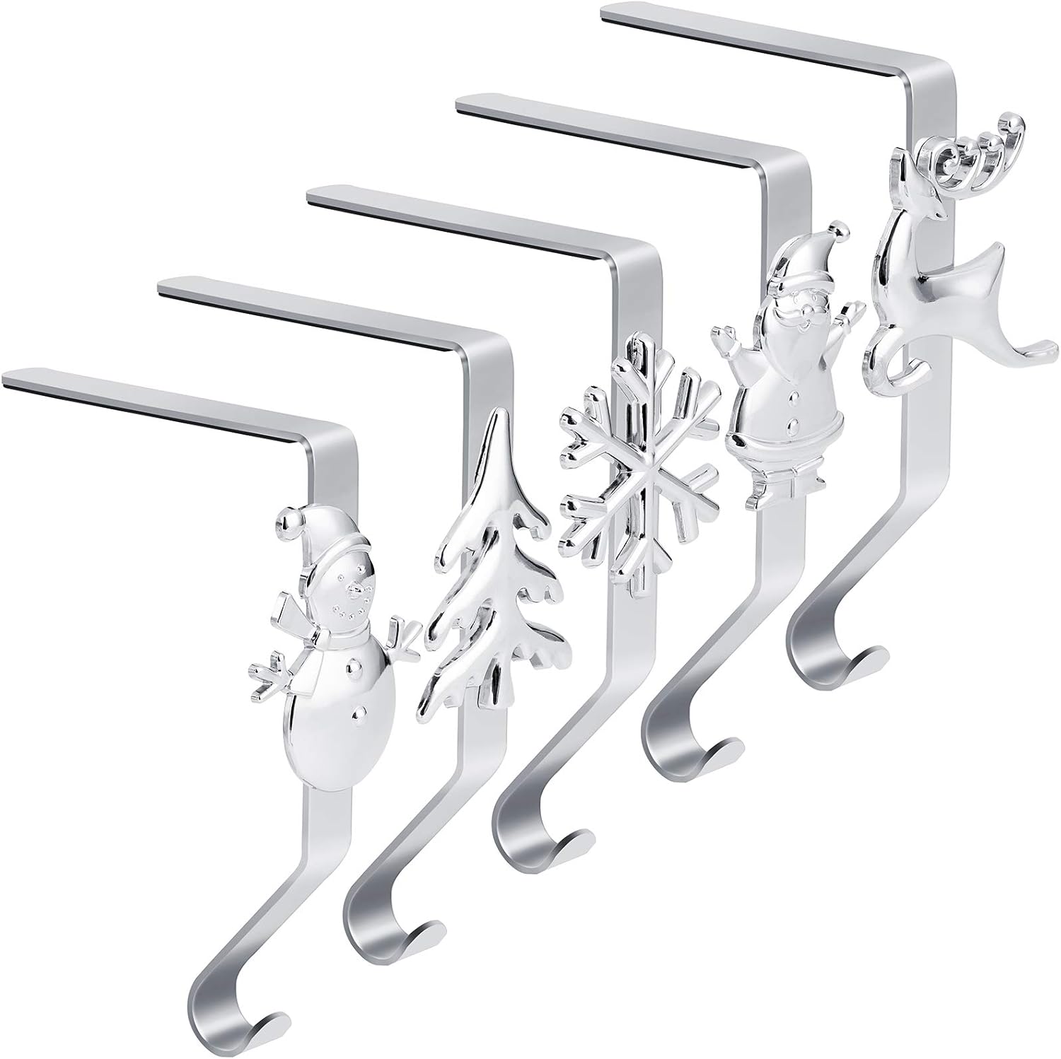 URATOT 5 Pack Christmas Stocking Holders Mantel Hooks Hanger Clips in 5 Styles for Christmas Party Decoration