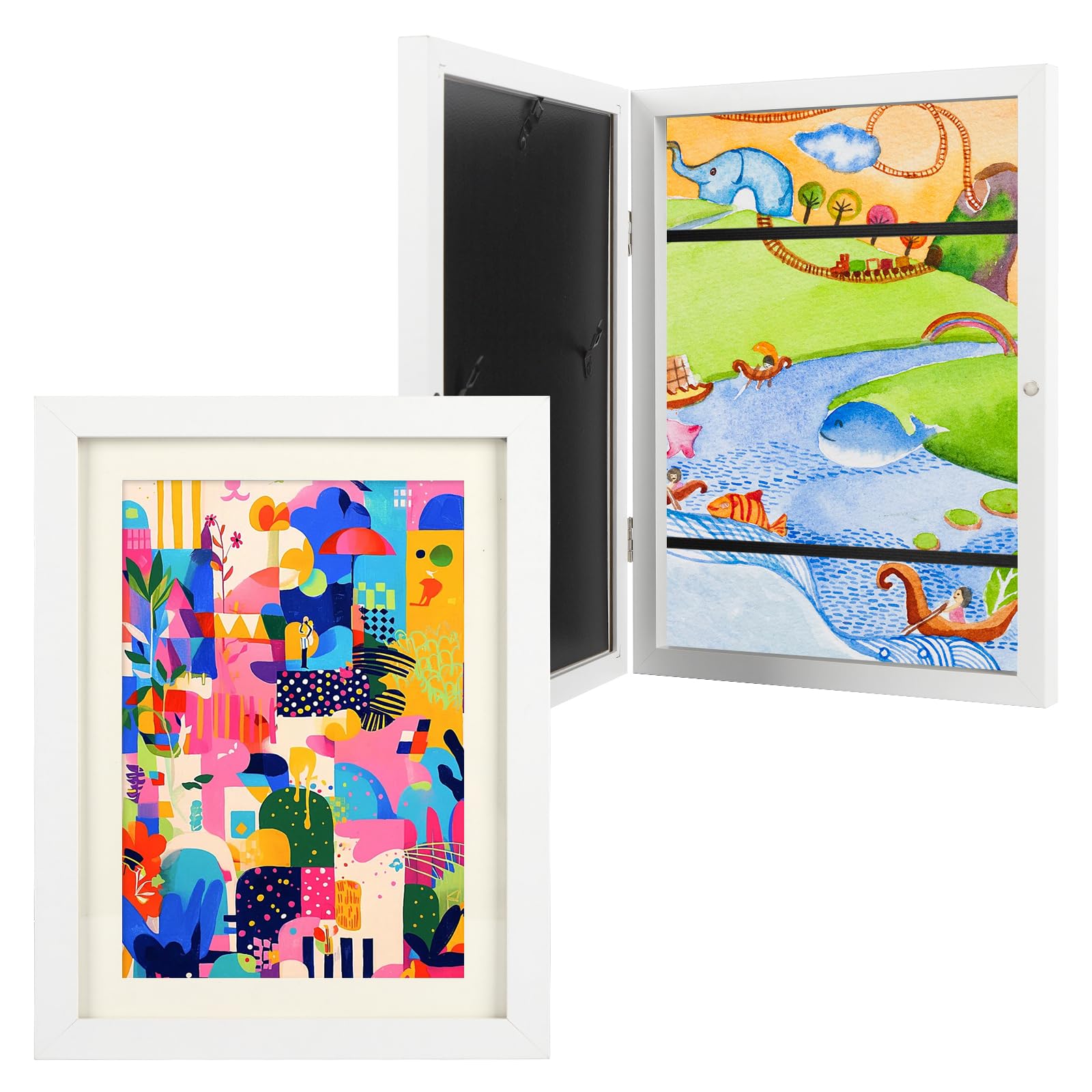 2 Pack Kids Art Frames Front Opening A4, Childrens Artwork Display Picture Frame, Display Pictures in Portrait or Landscape, Artwork Display Storage Frames For Children Drawing Crafting (White)