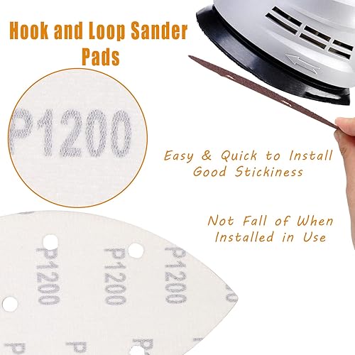 Vista 22 de 60 piezas de papel de lija con detalles de ratón de grano 80, almohadillas de lijadora de ratón de óxido de aluminio, almohadillas de lijadora