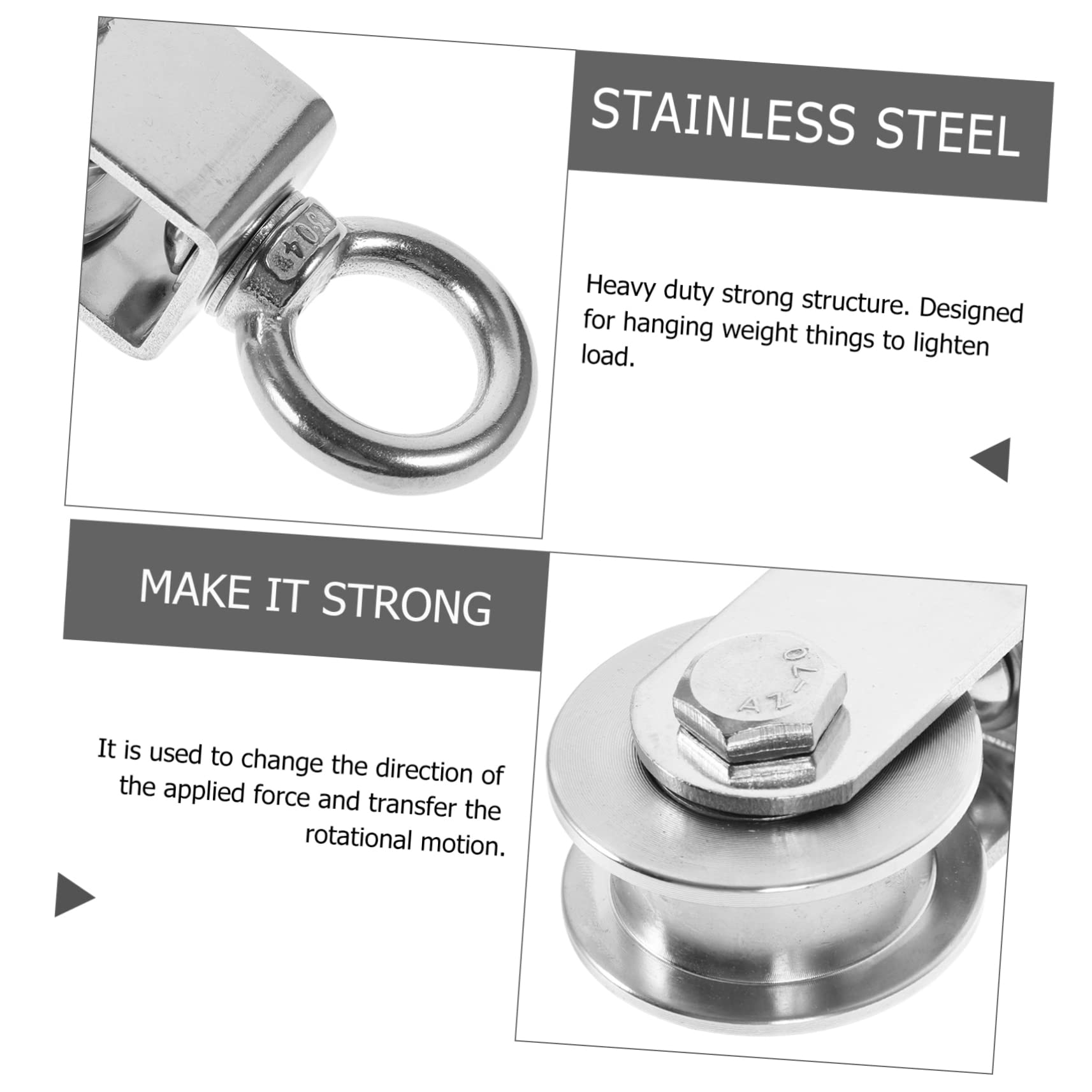 OSALADI Heavy Duty Swivel Shackle Pulley Stainless Pulley Wheel for Lifting Traction Pulley Track Cable Silent Rotation 360° Rotating Design