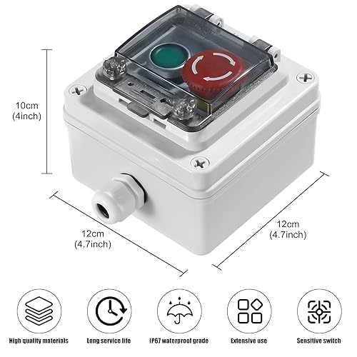 Miniatura 8 de Caja de estación de interruptor de botón pulsador Caja de botón de arranque Interruptor de parada Interruptor de parada de arranque momentáneo