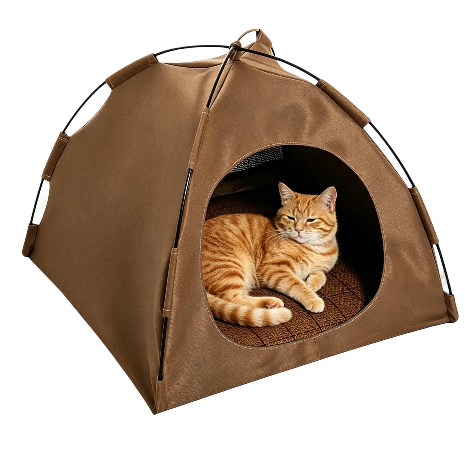 Tienda de gatos espaciosa contra el calor exterior en acampadas de verano