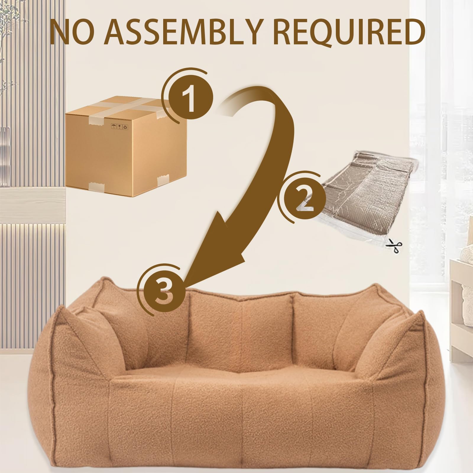 Moderni Poltrona a Sacco Divano Mini Sottovuoto da Interno Piccolo Divano compresso sottovuoto Divano 2 posti Piccolo Divano poltrone Sofa divani,Nessuna Installazione Richiesta Brown Double