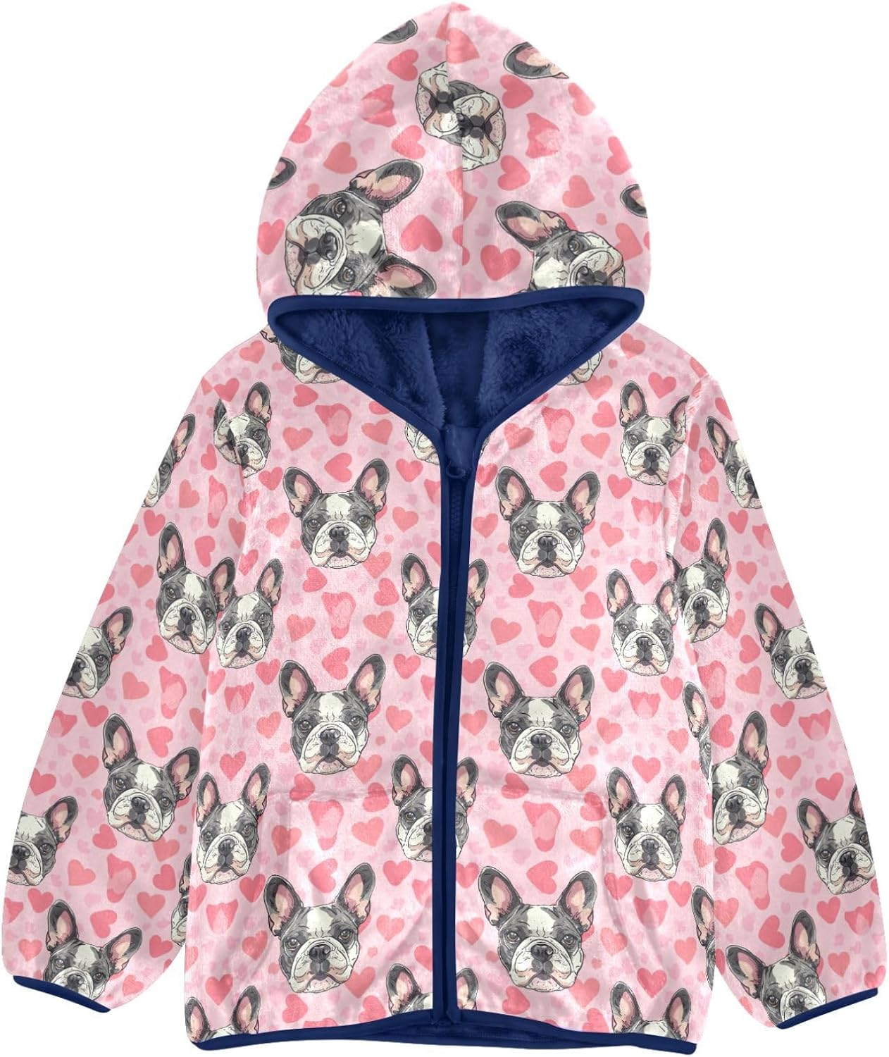 Cute Dog Puppy Heart Boys Fleece Coat,Children's Zip-Up Hoodie Jacket,Baby Warm Fashion Outerwear 3-10T,A113449